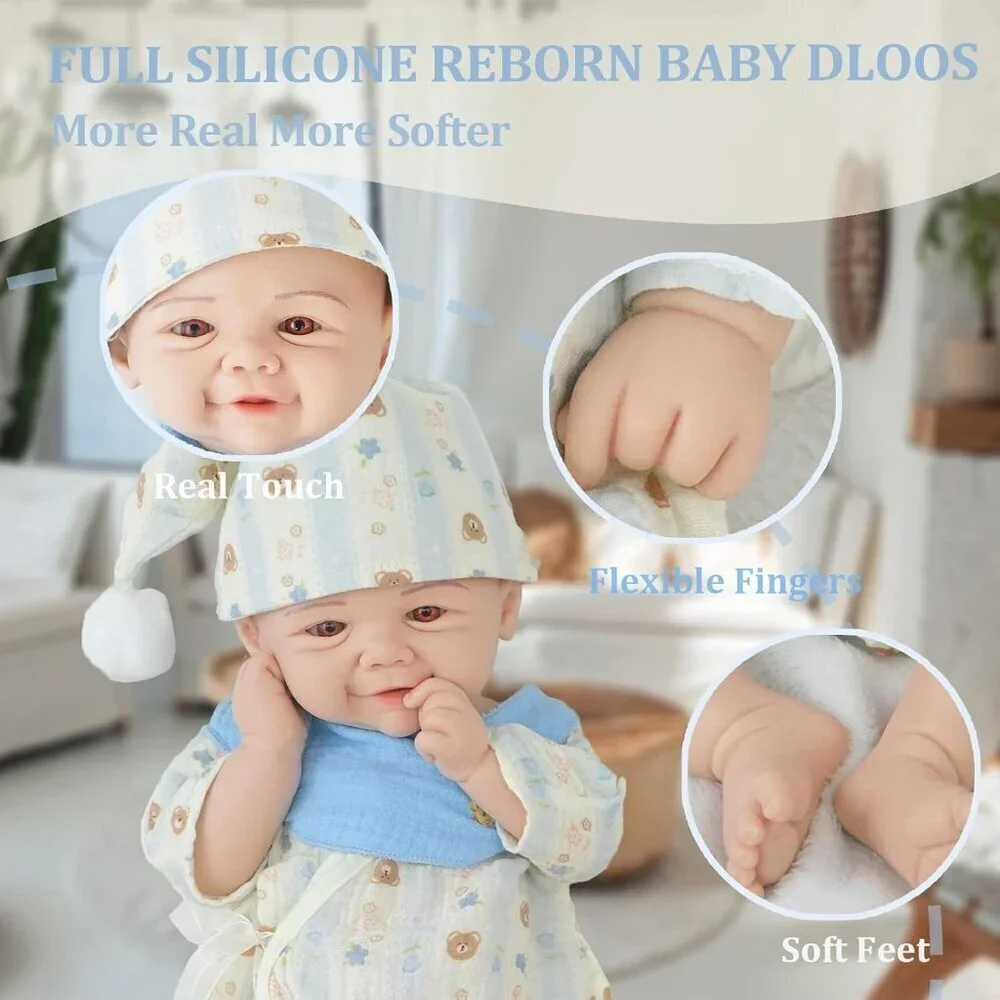 16.93Inch Full Silicone Reborn Baby Doll ivory Angelic Face Toddler Boy Doll